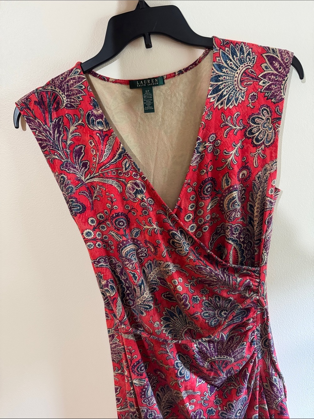 Ralph Lauren Red and Purple Paisley Sleeveless Dress